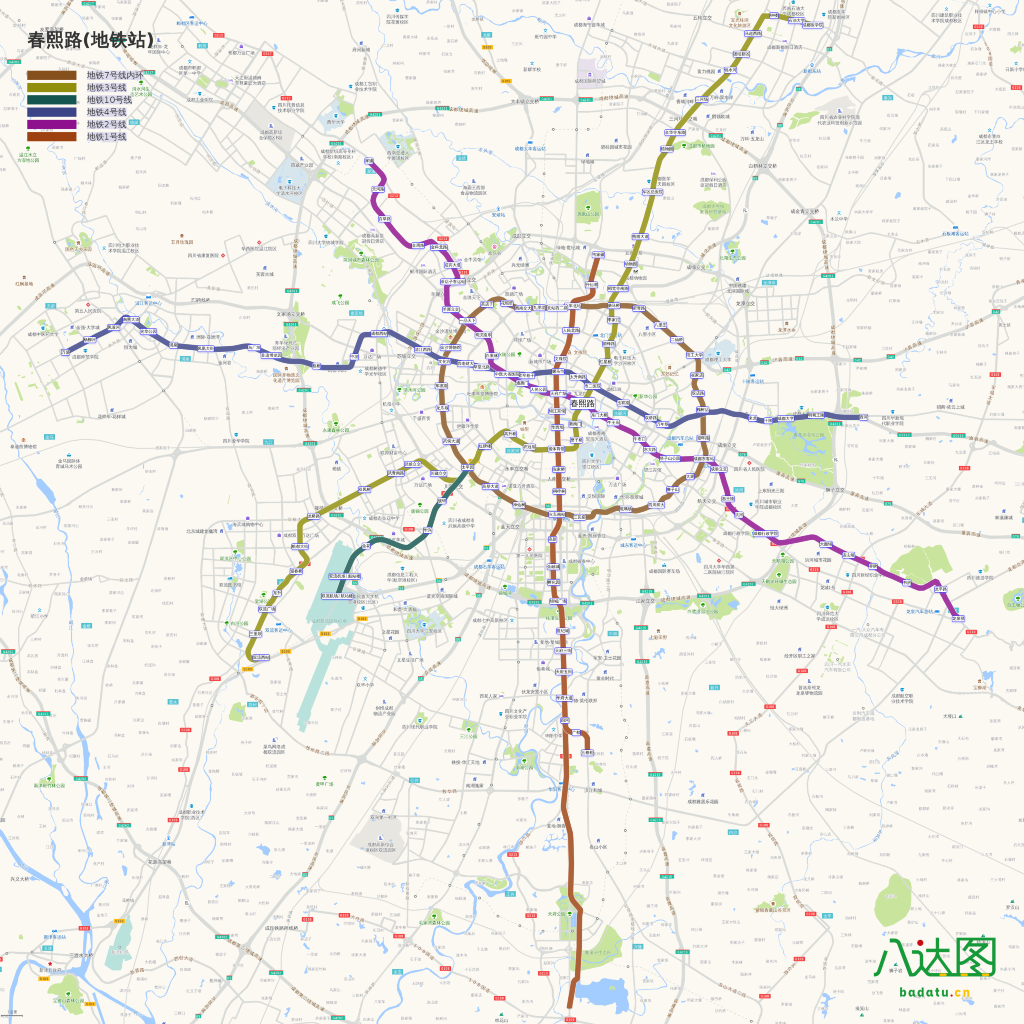 成都地铁线路图(2019年春季版)