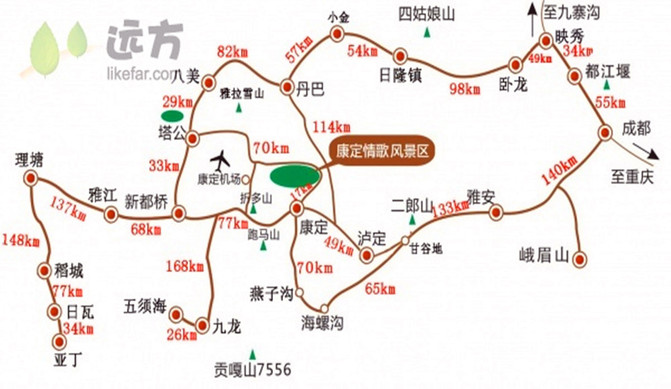 康定旅游地图