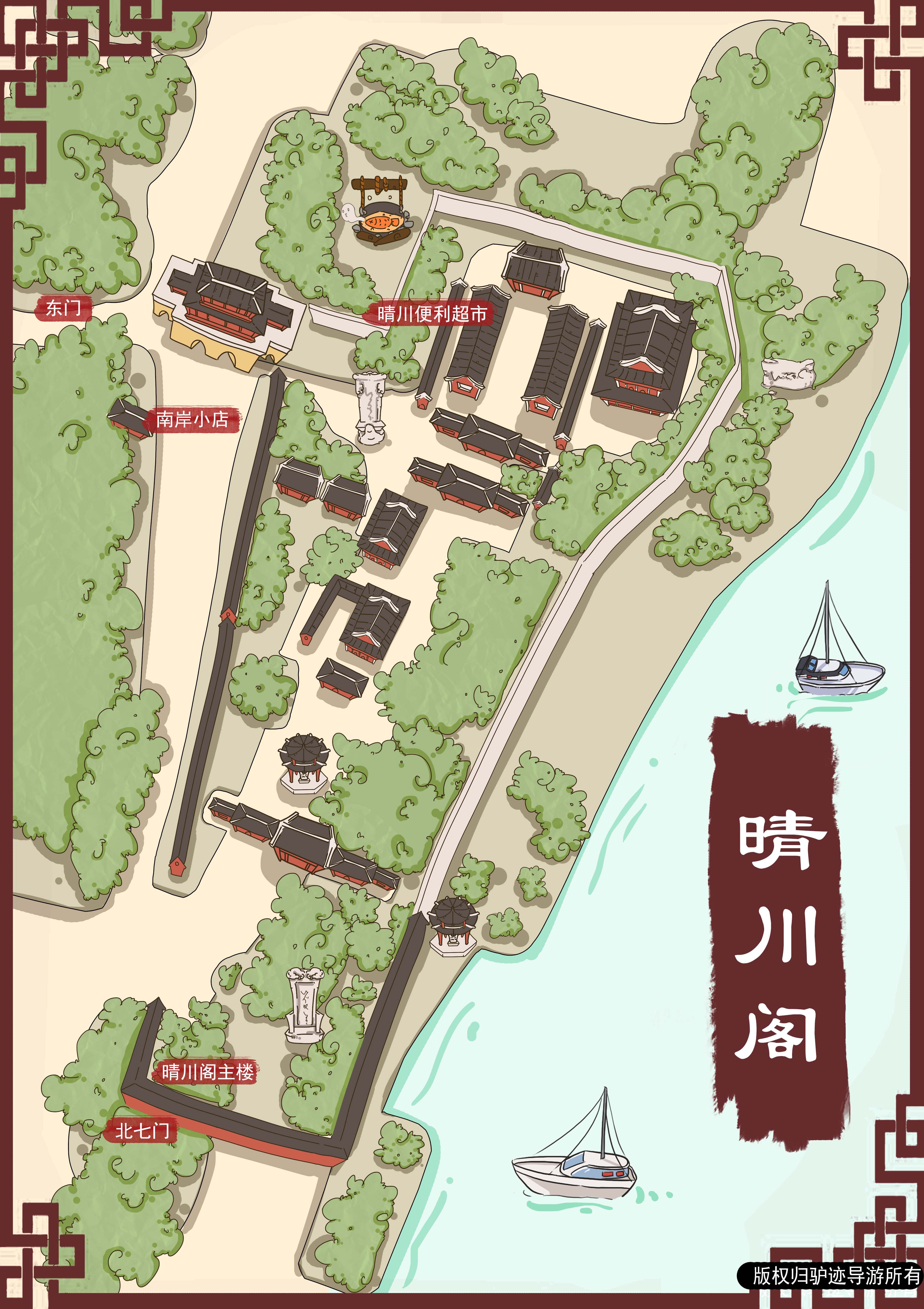 晴川阁手机导游【全景地图,园内导航,线路推荐,自动讲解】