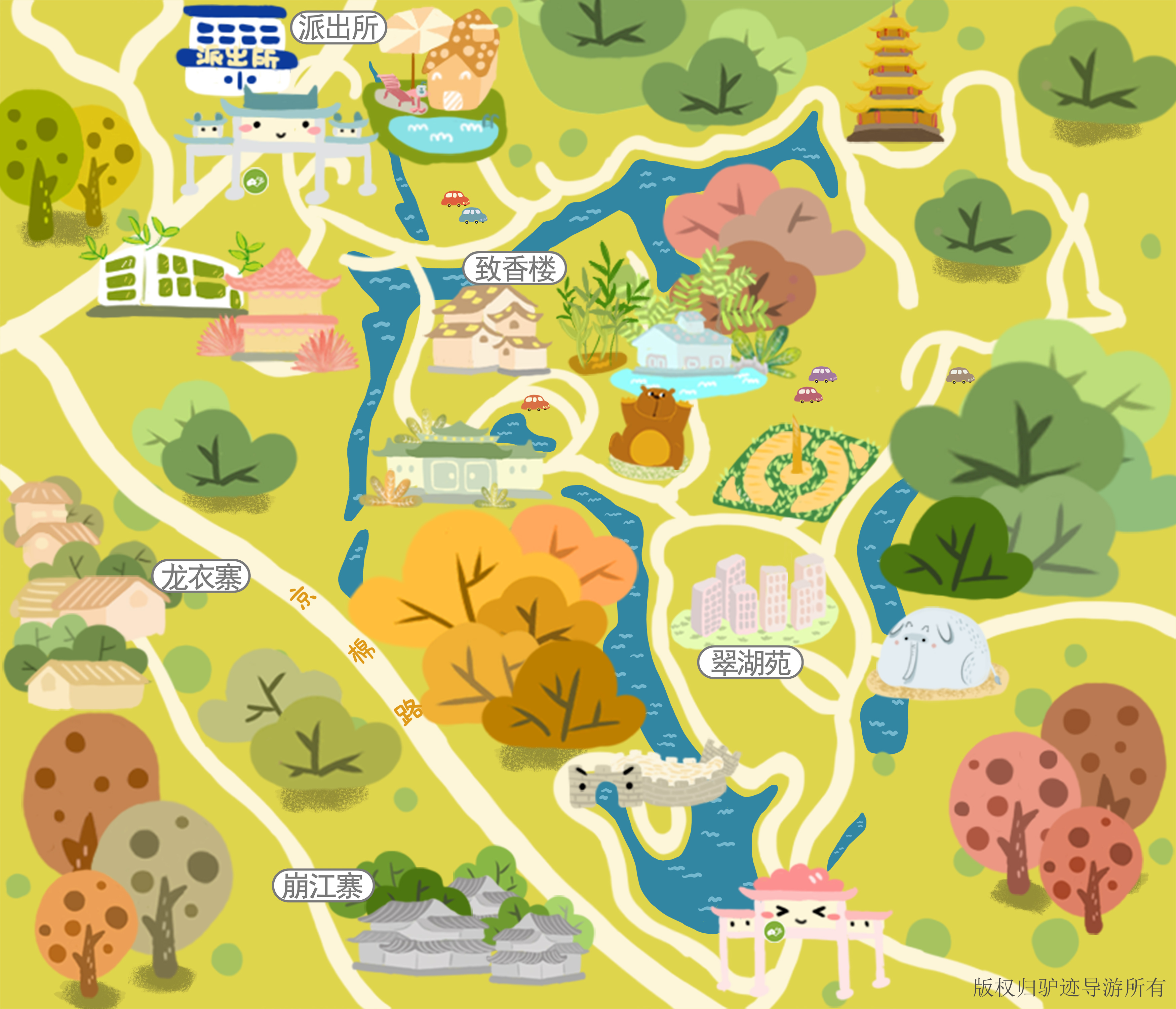 【驴迹导游特色】 ①手绘全景导游图,展现景区全风貌 ②景点列表清晰