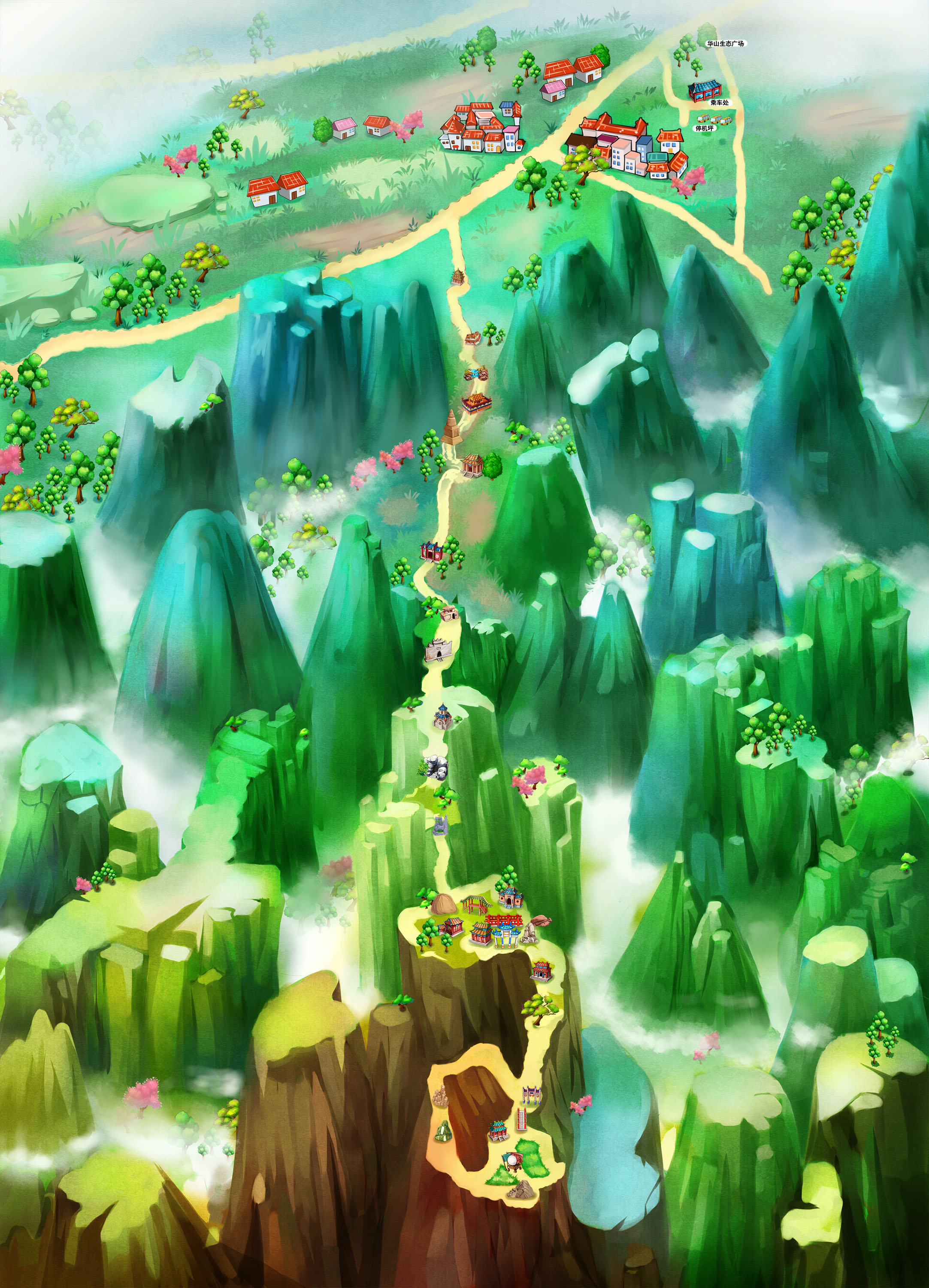 华山风景区手机导游【全景地图,园内导航,线路推荐,自动讲解】