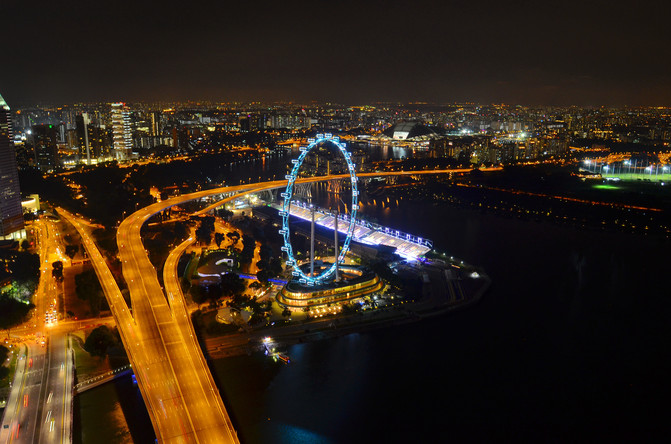 远眺singapore flyer,如果有机会,可以试试晚上坐摩天轮,然后傍晚来