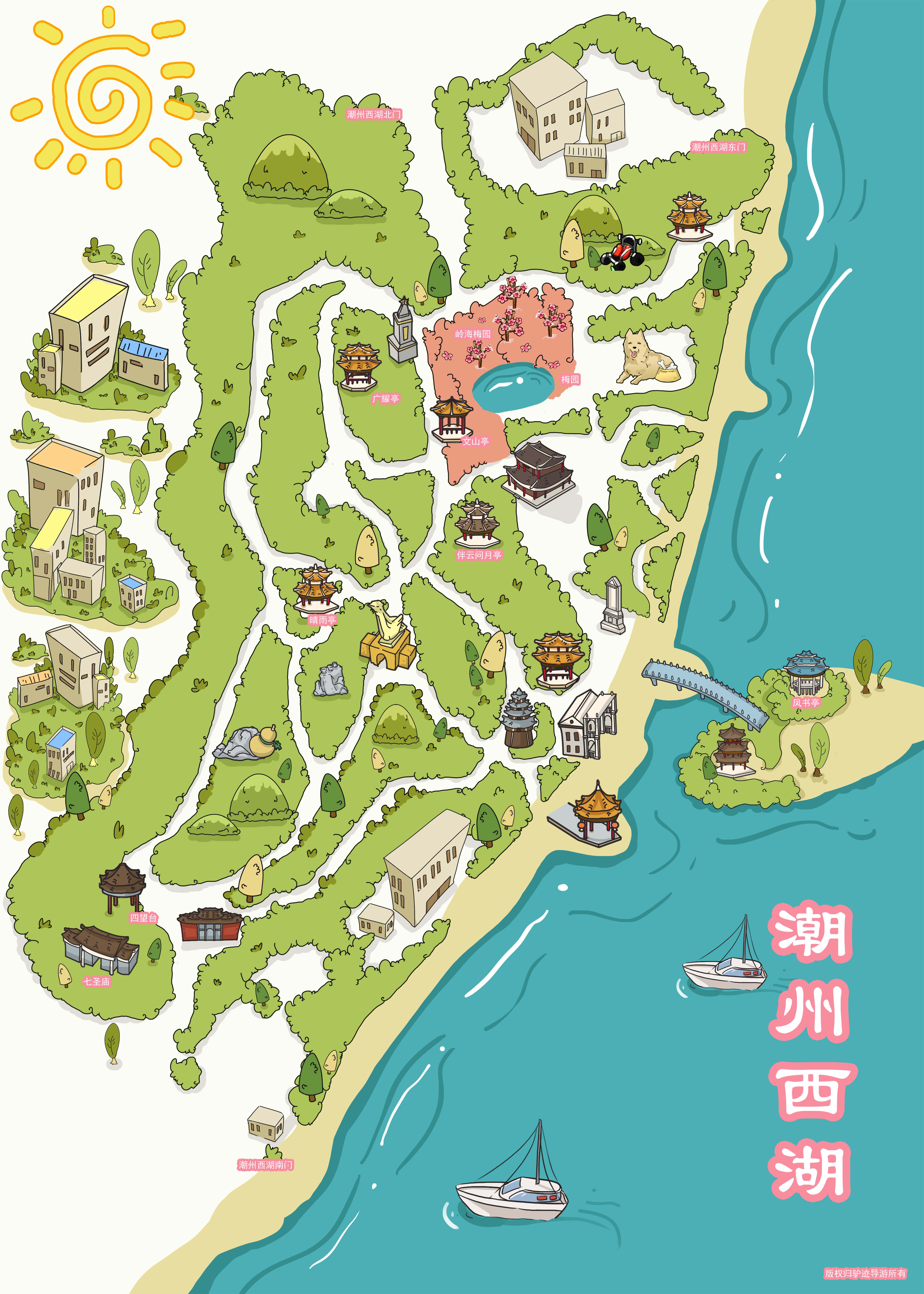 潮州西湖公园手机导游【全景地图、园内导航、