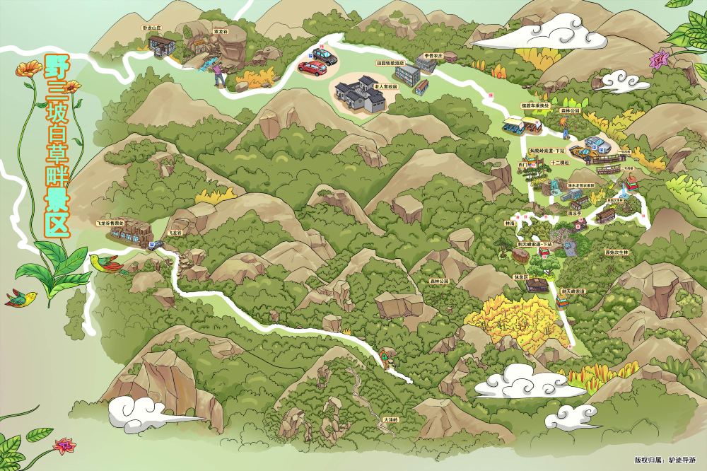 野三坡白草畔景区手机导游全景地图园内导航线路推荐自动讲解