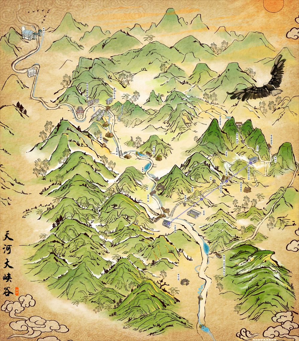 天河大峡谷景区手机导游全景地图园内导航线路推荐自动讲解