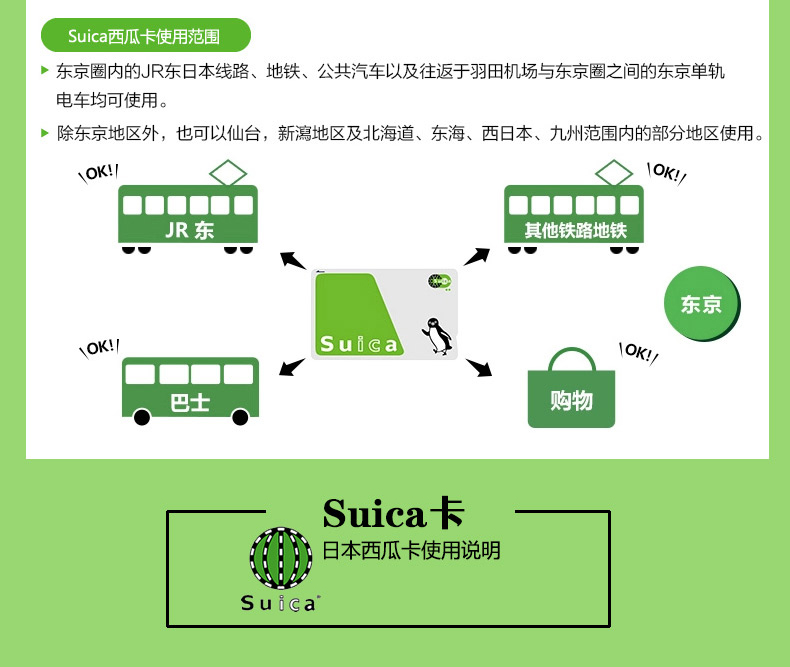 日本西瓜卡suica卡ICOCA交通卡东京大阪巴士