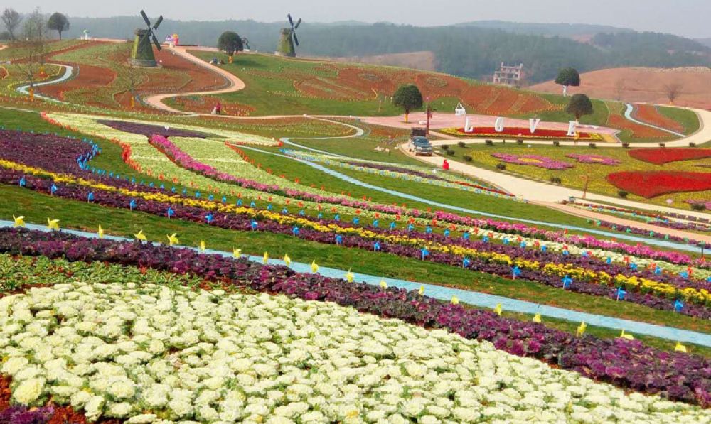 江西万安花花世界一日游游乐赏花万安花花世界中华民间游戏村