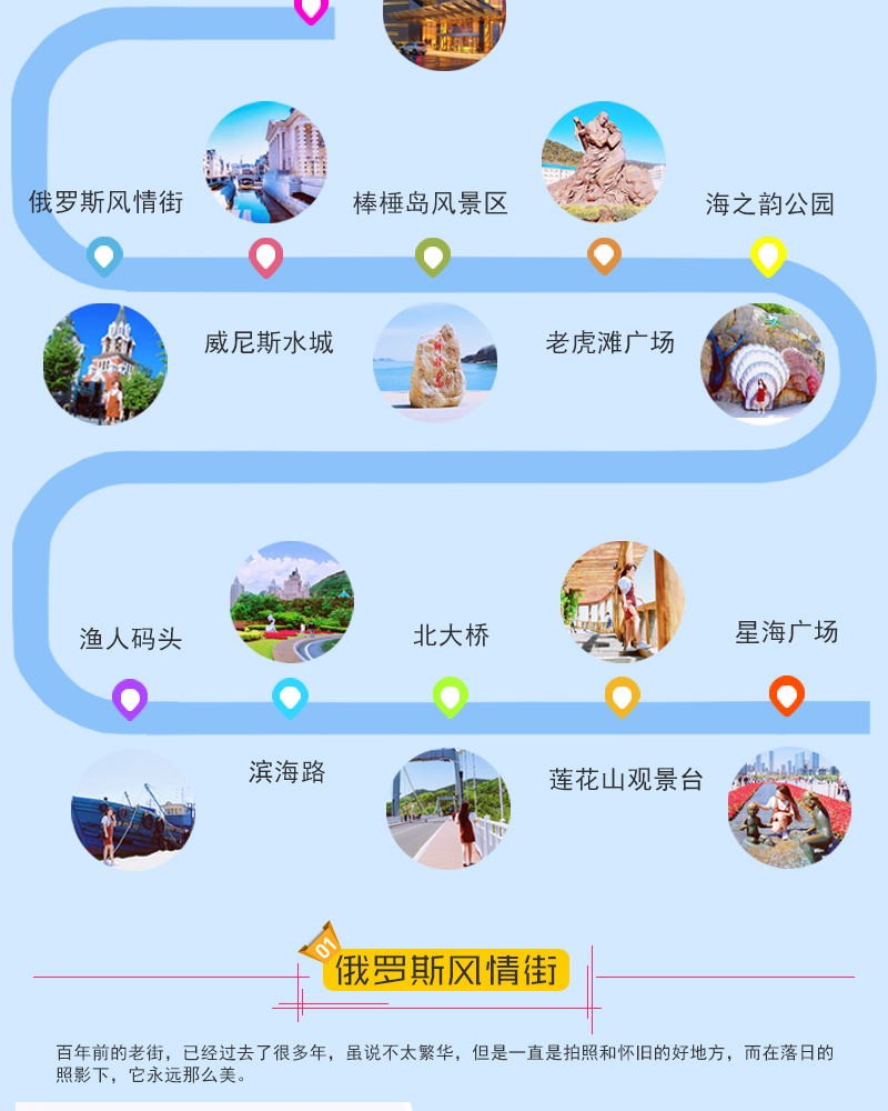大连棒棰岛 东方威尼斯水城 渔人码头 海之韵公园一日游【大连十景