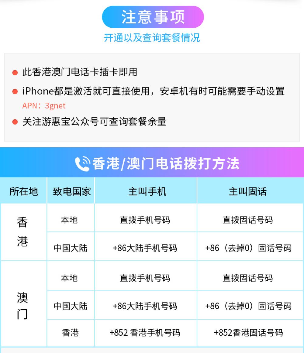 香港澳門通用17天電話卡4g無限流量含通話蘇州發貨