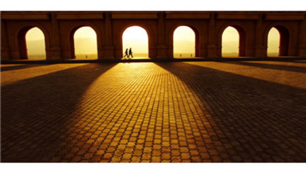 中国宁夏银川览山公园观日落+水上公园夜游一