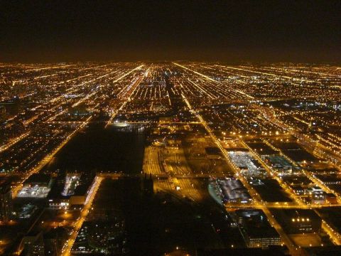俯瞰芝加哥夜景,壮丽无比 威利斯大厦