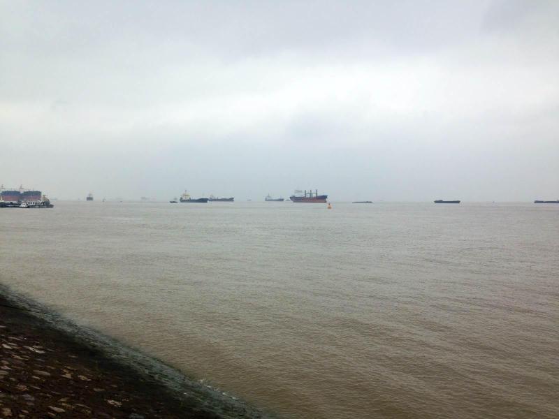 快到狼山的时候我们停在一段江堤旁欣赏了一下长江的美景 狼山